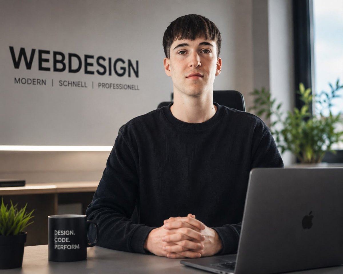 Tobias Reymond an seinem Arbeitsplatz vor dem Laptop